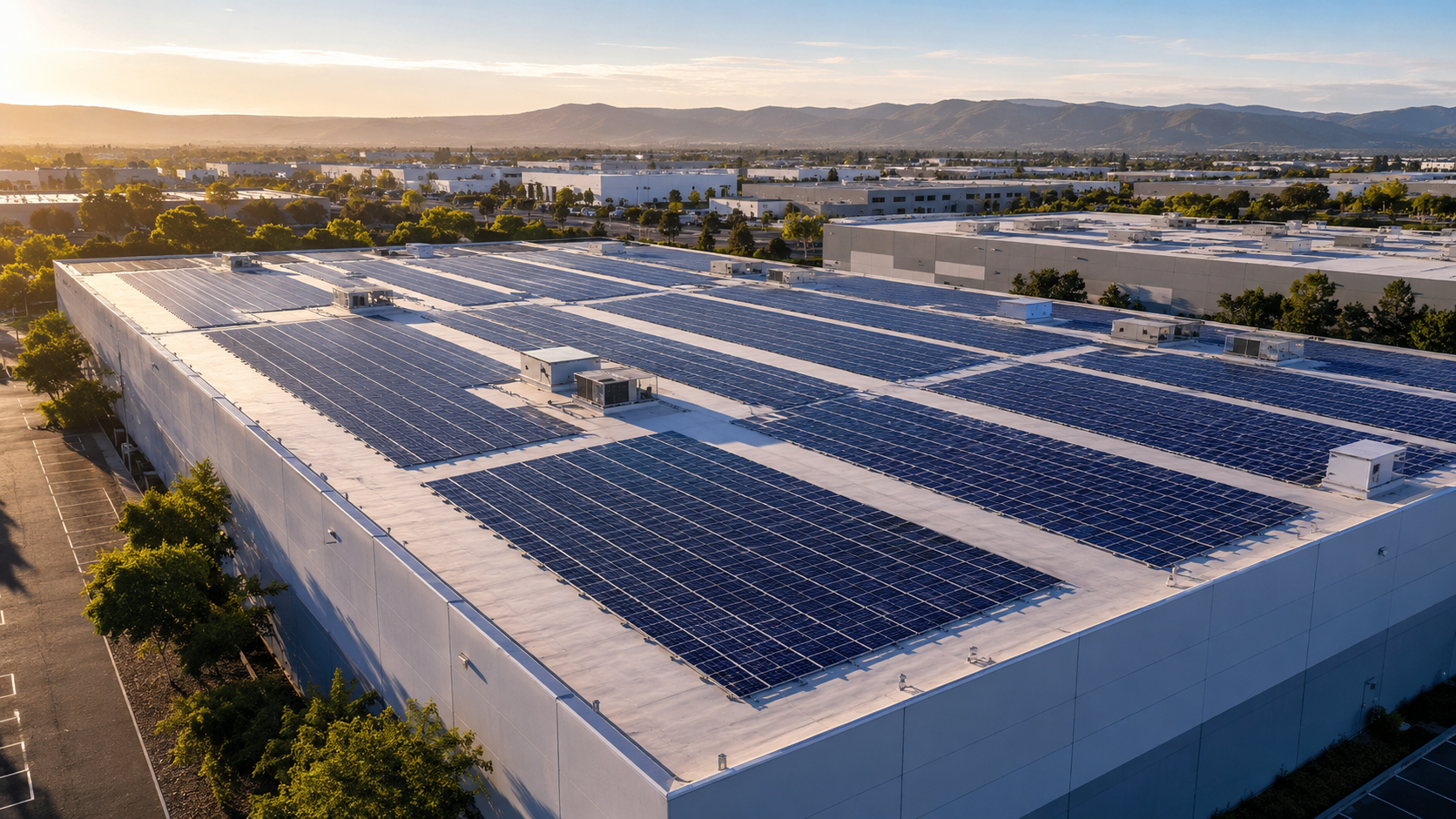 Large commercial industrial rooftop solar array
